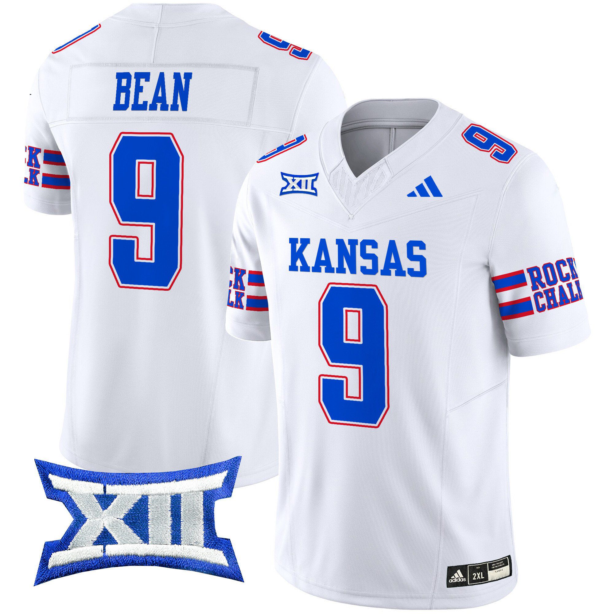 Men Kansas Jayhawks #9 Bean White 2024 Vapor Limited NCAA Jersey->customized nfl jersey->Custom Jersey